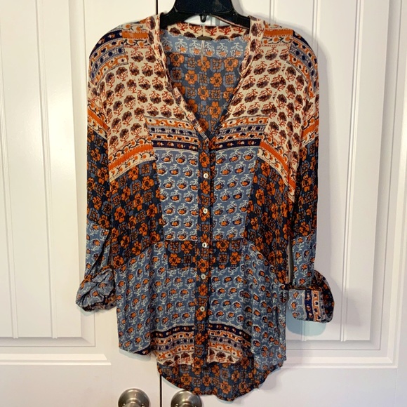 Free People Tops - Free People Button-down graphic shirt